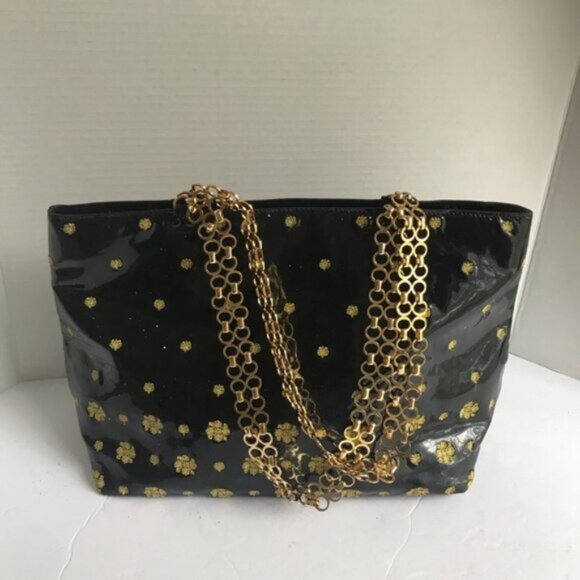 Adrienne Vittadini Vintage ‘90s Tote Shoulder Bag Chain Strap Floral Embroidered - Picture 2 of 9